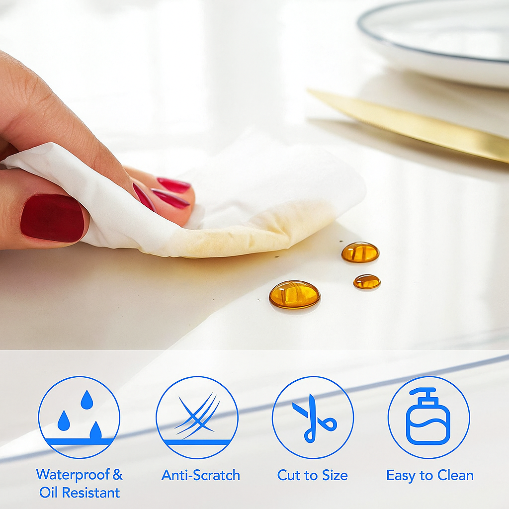 Clear Table Cover Protector Rectangle | 40 x 60 cm (About 16" x 24")| Waterproof, Anti-Scratch Clear Desk Mat for Office, Desktop, Dresser, Dining Table
