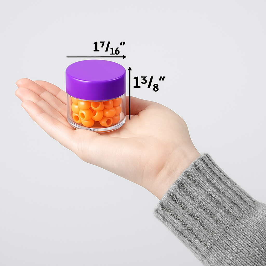 12-Pack Clear Plastic Storage Jars with Colorful Screw-On Lids – 20 ml Mini Containers for Beads, Gems, Crafts, Sequins & Small Parts – Durable PP Plastic – TJ-18921