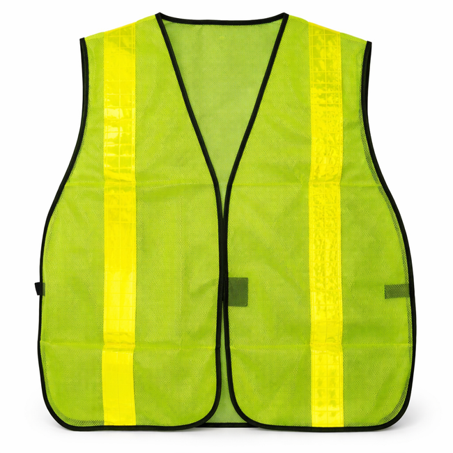 Lime Green Safety Vest with Silver Reflective Stripes  - SF-22221