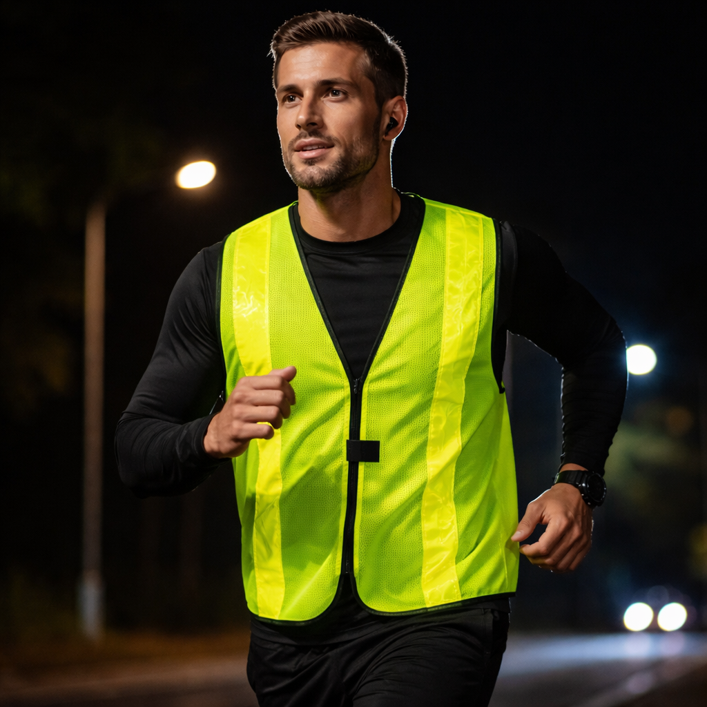 Lime Green Safety Vest with Silver Reflective Stripes  - SF-22221