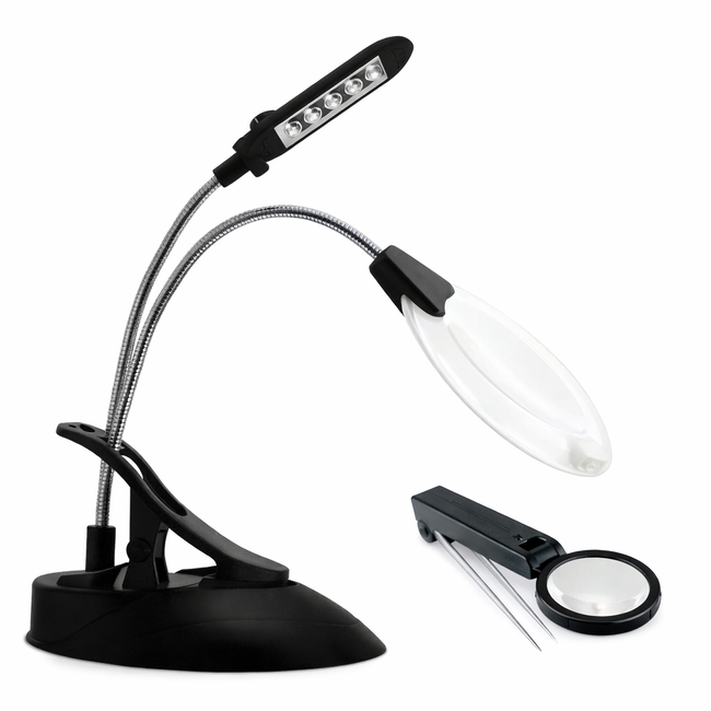 Desk Light and Magnifier and Tweezer Combo