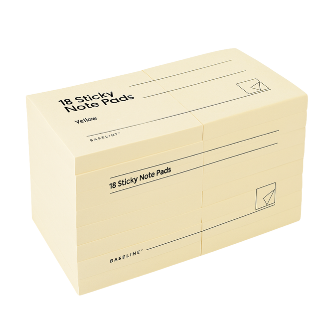3" x 3" – Yellow – 18 Note Pads (100 Sheets Each, 1800 Sheets Total)