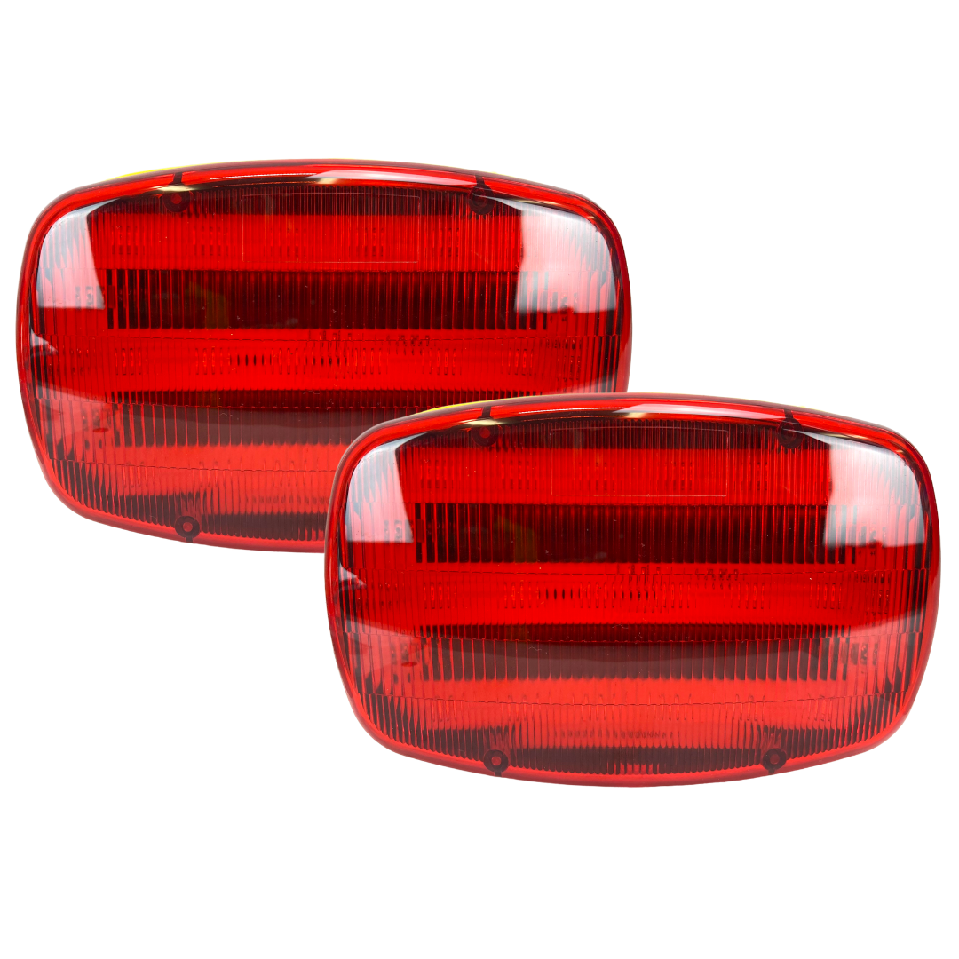 (2 Pack) Highway Safety Double Function Light With Magnetic Back In Red With LED Lights  - FL250XXL-S