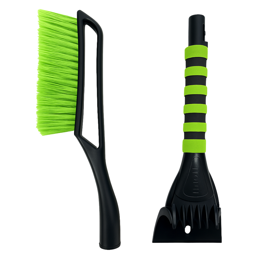 2-Pack Snow Brush & Ice Scraper Set, 27" Long – Heavy-Duty Ice Scraper with EVA Foam Grip & Thick Snow Brush Bristles – Snap-Together 2-in-1 Car Snow Remover for Windshield, Windows & Vehicles