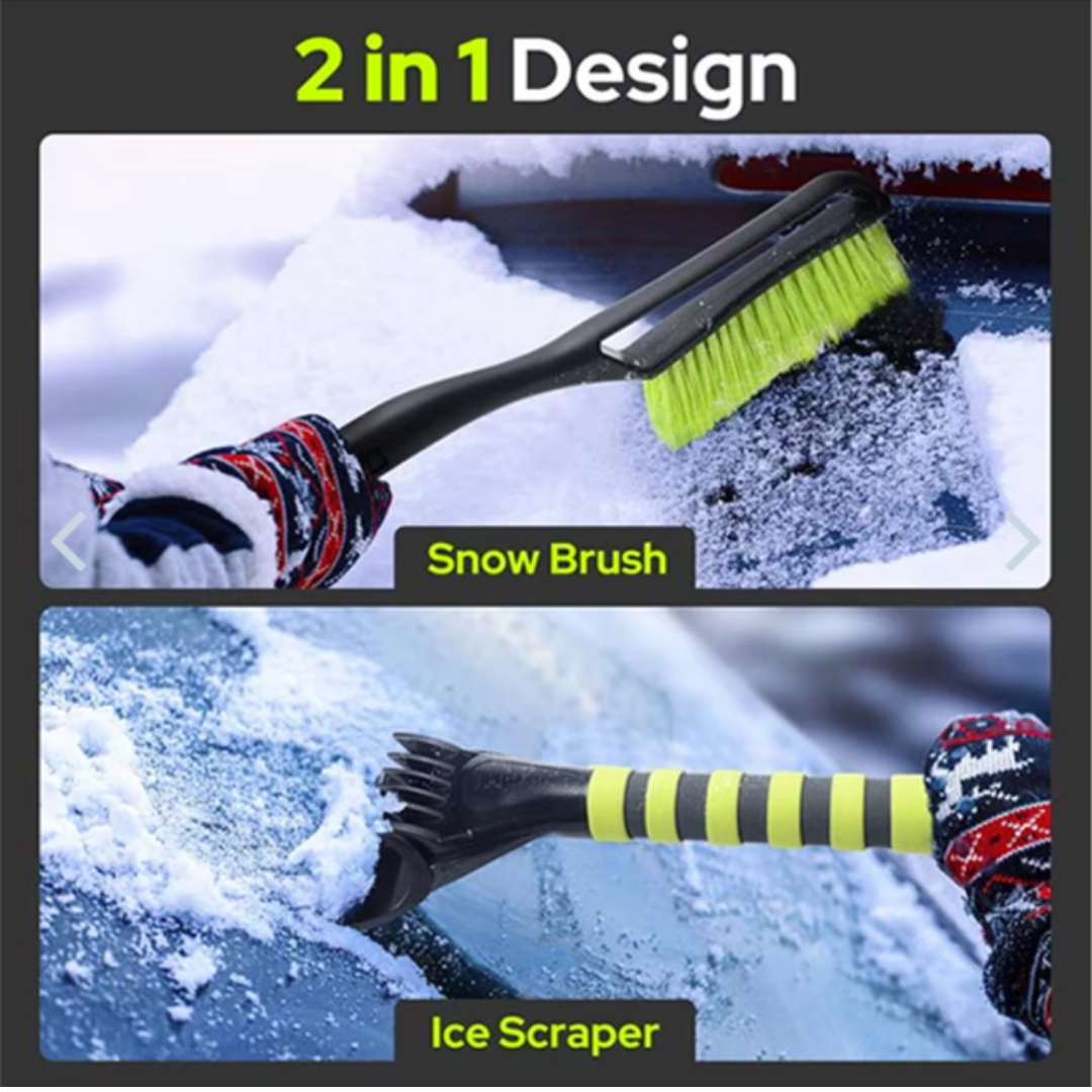 2-Pack Snow Brush & Ice Scraper Set, 27" Long – Heavy-Duty Ice Scraper with EVA Foam Grip & Thick Snow Brush Bristles – Snap-Together 2-in-1 Car Snow Remover for Windshield, Windows & Vehicles