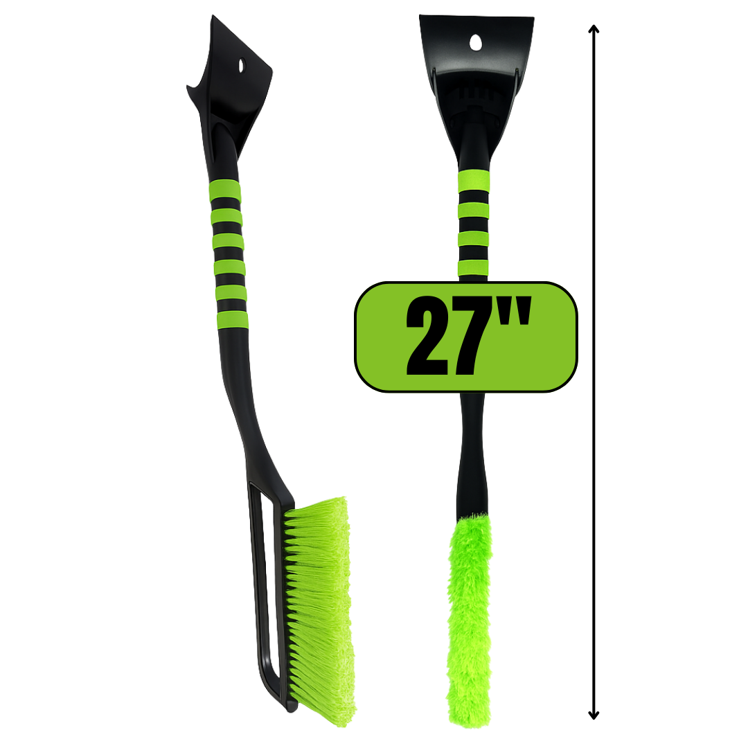 2-Pack Snow Brush & Ice Scraper Set, 27" Long – Heavy-Duty Ice Scraper with EVA Foam Grip & Thick Snow Brush Bristles – Snap-Together 2-in-1 Car Snow Remover for Windshield, Windows & Vehicles