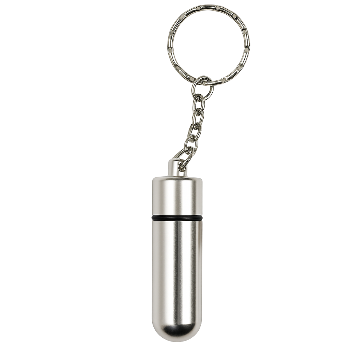 2" Metal Pill Holder with Key Ring and Vial  - CAM-86014
