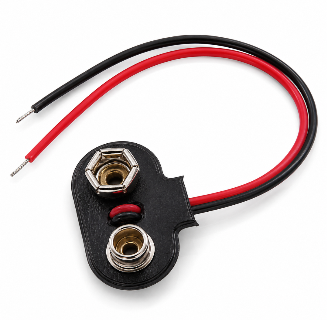 5 Pc. 9V Battery Snap Connector with 6-Inch Wire Leads, Heavy-Duty Snap-On Battery Clip Harness, Metal Terminals, Red & Black Wires for DIY Electronics, Arduino Projects, LED Circuits & Battery Power Connections
