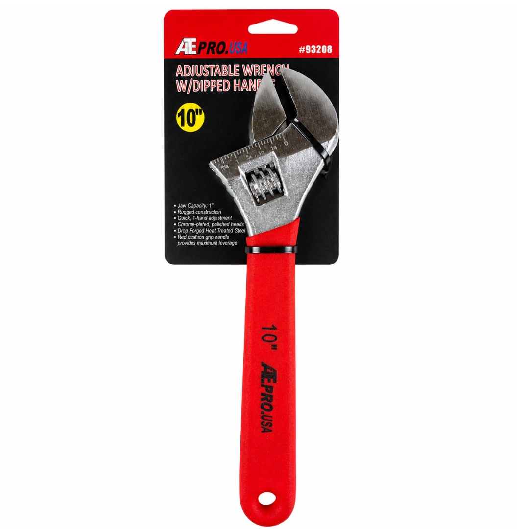 10" Adjustable Wrench – Heavy Duty Drop Forged Steel – Wide Jaw Capacity – Non-Slip Grip Handle – Adjustable Spanner Tool for Plumbing & Automotive