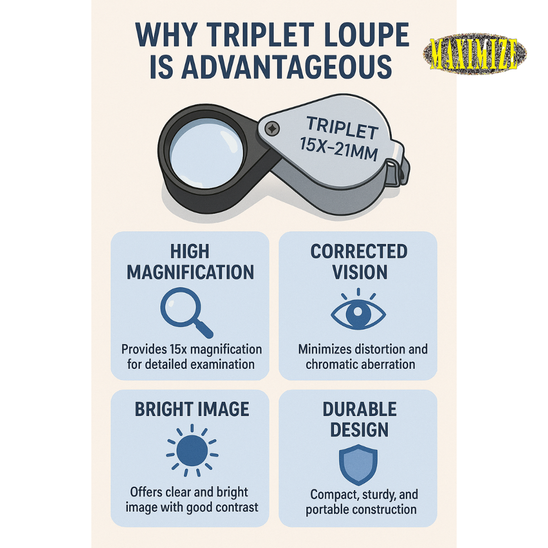 Triplet Glass Lens Jeweler's Loupe  - 15X Power  - MG-02115