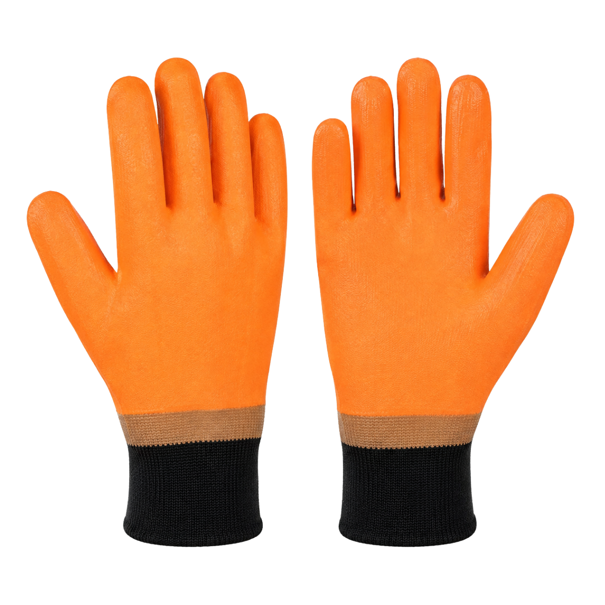 PVC Waterproof Work Gloves with Knit Wrists, Cotton Fleece Lined – Extra Large (Pack of 2 Pairs) – GL-09110-Z02