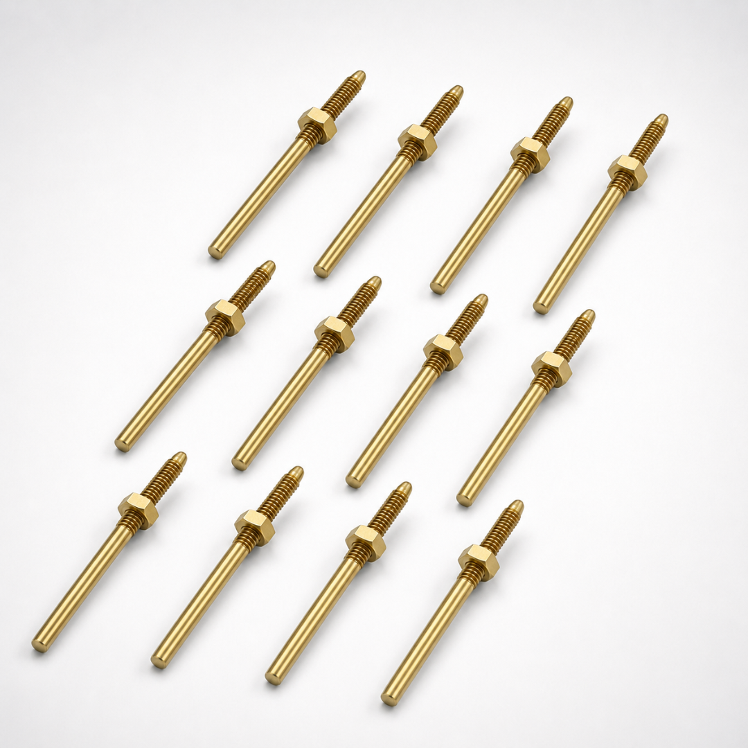 12-Piece Screw-Tip Mandrel Set for Rubber Polishing Heads – 2-Inch Rotary Tool Mandrels with Nut Fasteners for Jewelry, Metalworking and Detail Polishing – TJ-04-50032