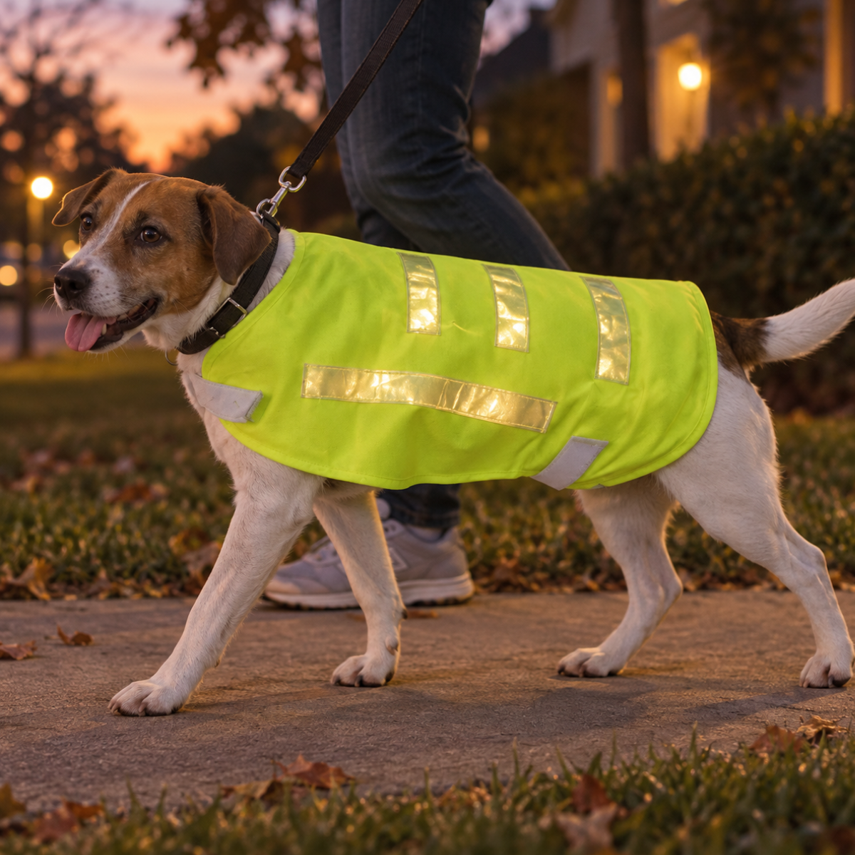Neon Yellow Reflective Dog Vest, Medium, Lightweight Visibility Vest with Elastic Straps and Hook-and-Loop Fasteners