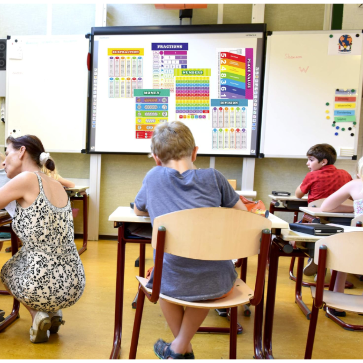 13 Pack Laminated Educational Math Posters for Kids, Classroom Teach Multiplication Division Subtraction Fraction Posters, Classroom Posters, Teaching Posters (22 x 17 inch)