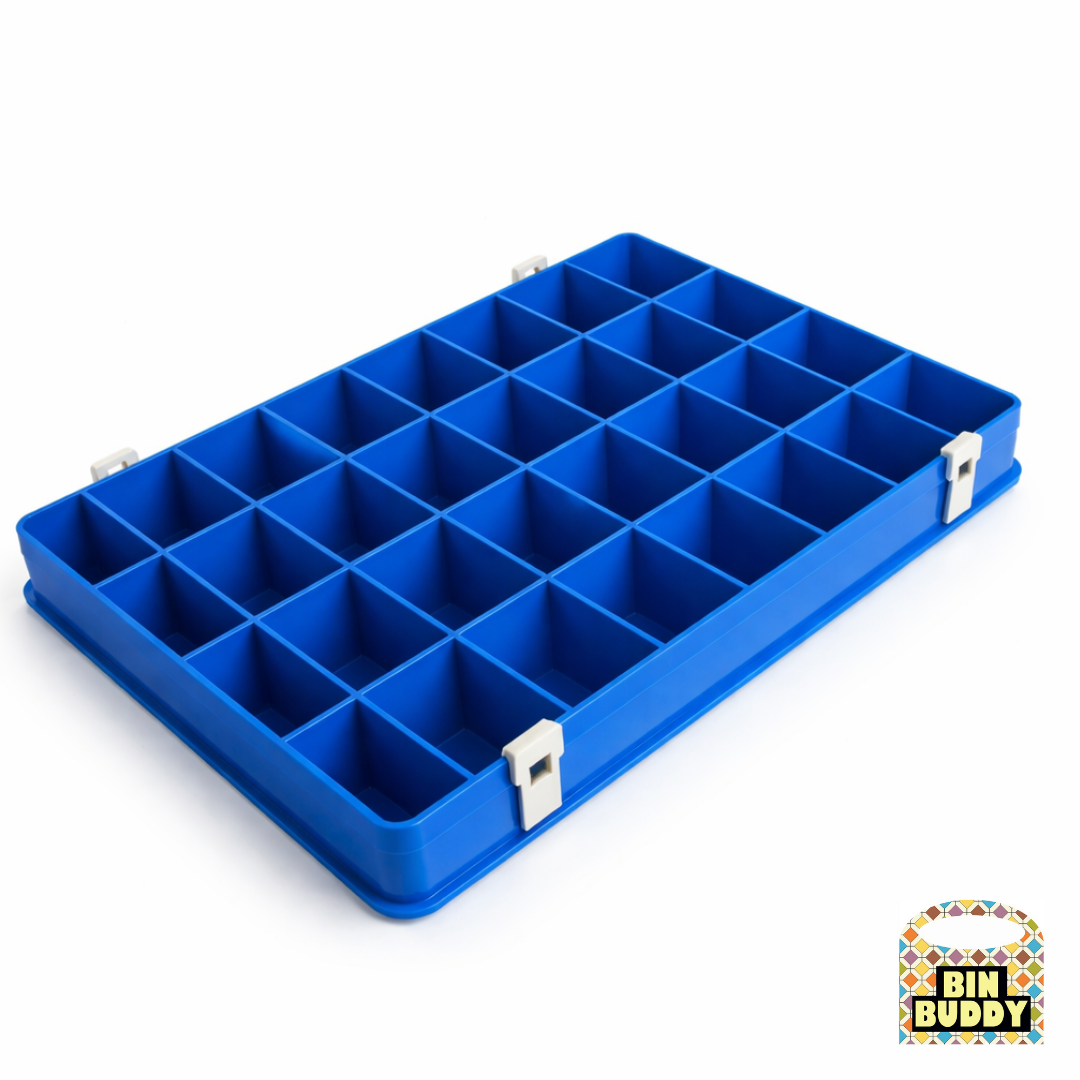Clear Plastic Organizer Box with Multiple Compartments – 13" x 8"
