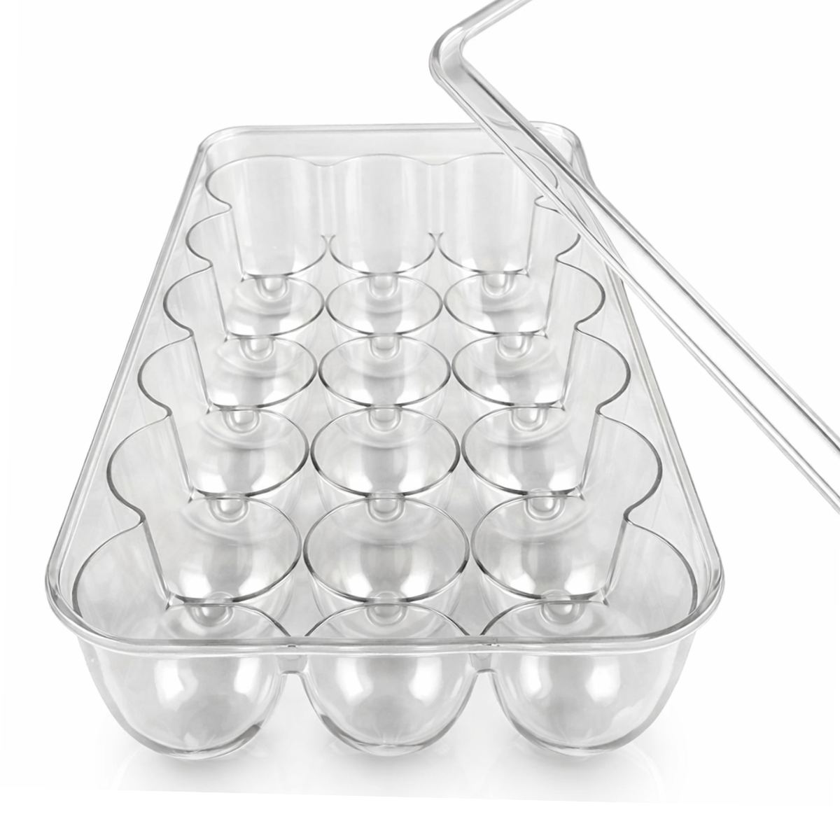 Plastic Egg Holder with Lid – 18 Egg Capacity, Stackable Refrigerator Egg Tray, BPA Free Clear Egg Storage Container