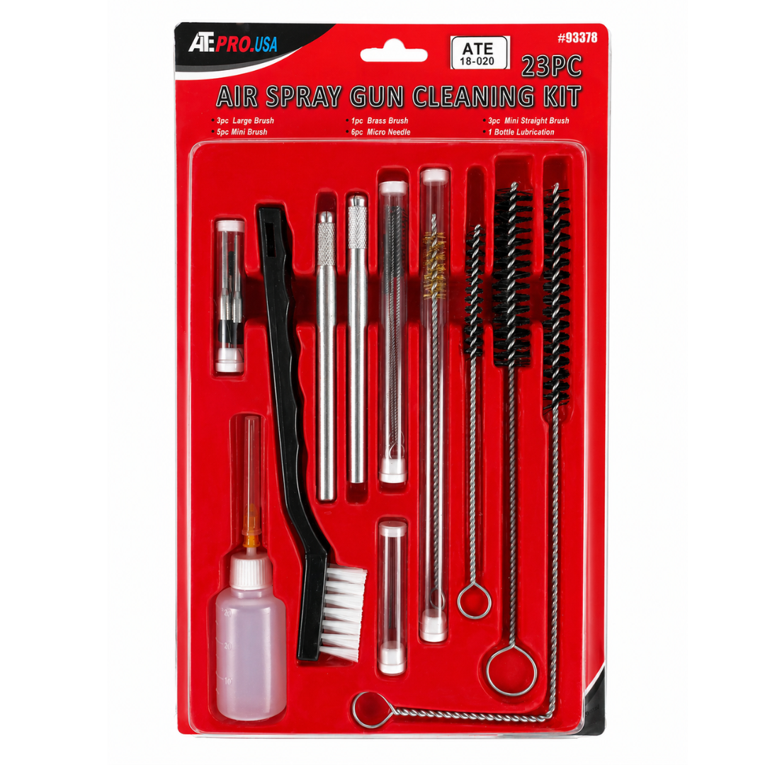 23 Pc Air Spray Gun Cleaning Kit with Brushes, Micro Needles, Brass Brush, Lubrication Bottle, Aluminum Holders & Storage Case for HVLP, Gravity, Suction & Pressure Feed Spray Guns