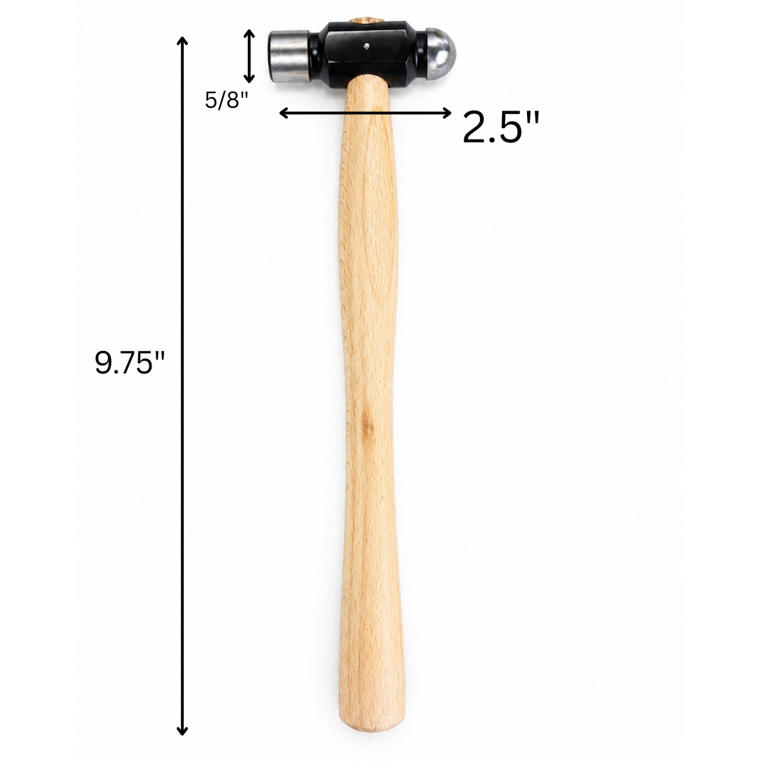 4 oz Ball Pein Jeweler’s Hammer with Wooden Handle – 10" Drop Forged Metalworking Hammer for Jewelry, Wire & Sheet Metal