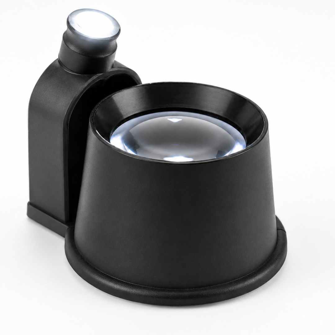 MAXIMIZE Black Jeweler's Loupe with LED Light | 10X Magnification Power | Adjustable Lighting | Ideal for Watchmakers