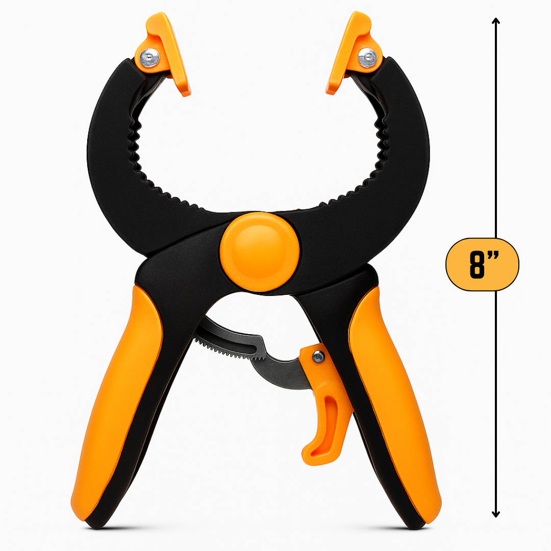 8-Inch Ratcheting Quick-Release Clamp with Pivoting Jaws – Adjustable Hand Clamp for Gluing, Woodworking, and DIY Projects