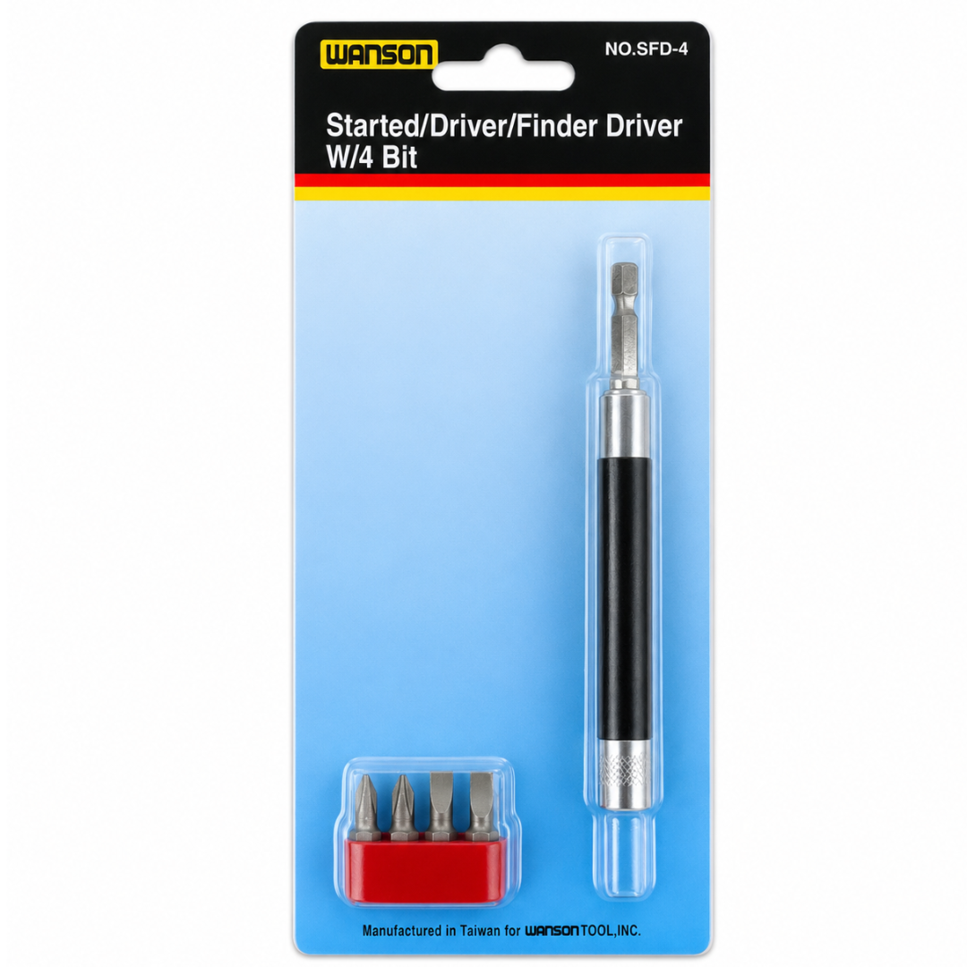 Starter Driver with 4 Bits – Pocket Size Screwdriver, 2 Flat & 2 Phillips Bits, Hand or Ratchet Use – TU-FR-8258