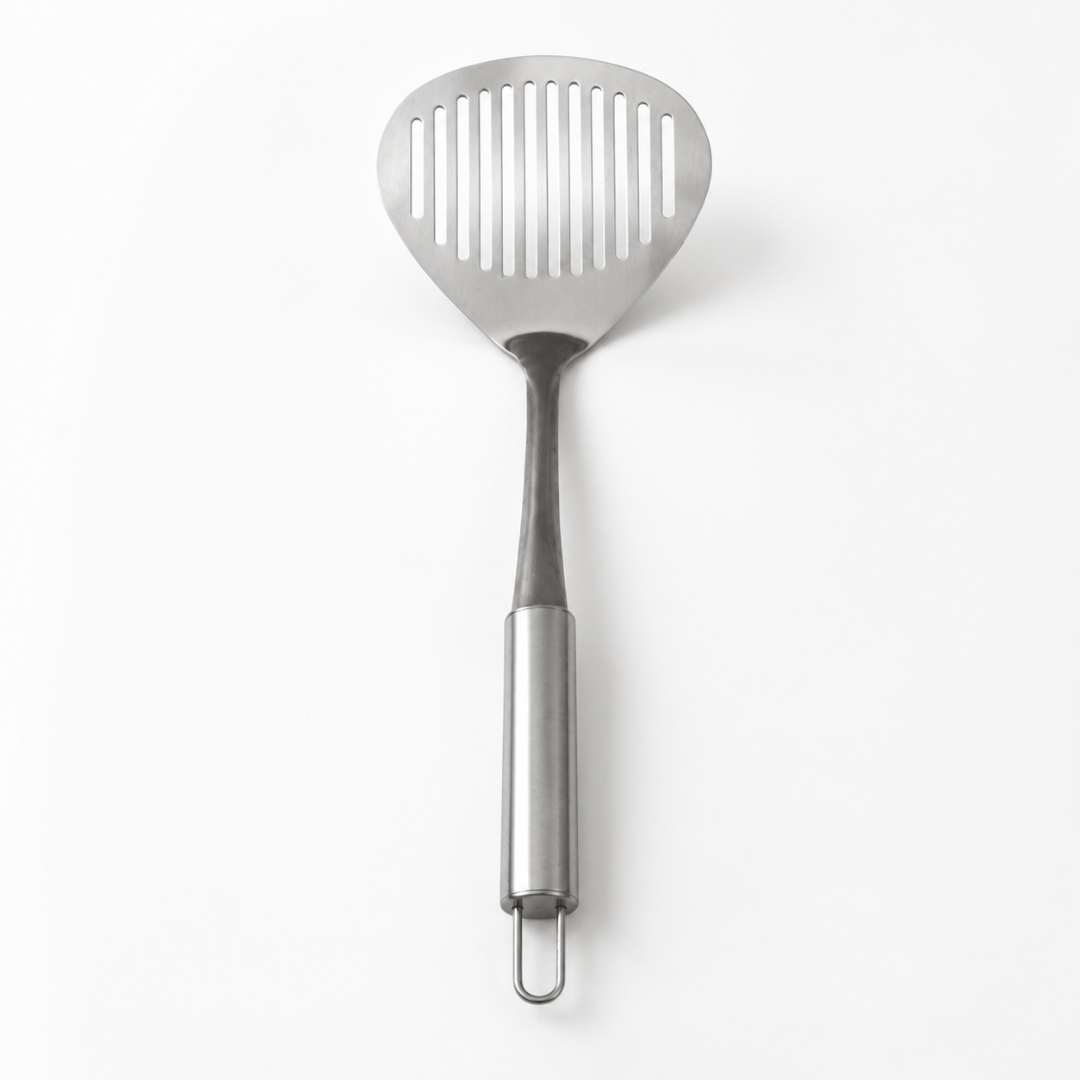 Stainless Steel Slotted Turner Spatula with Extra Long Handle, 14.5 Inch Kitchen Turner for Grilling, Frying & Large Pots, Heavy Duty Metal Cooking Utensil with Hanging Loop