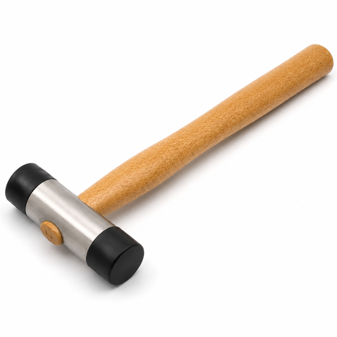 4.8 oz Black Nylon Double Headed Hammer, 9-1/2 Inch Jeweler’s Craft Hammer with Steel Frame and Solid Wood Handle, 5/8 Inch Non-Marring Striking Faces for Jewelry, Metalwork, Crafts, and Bench Work