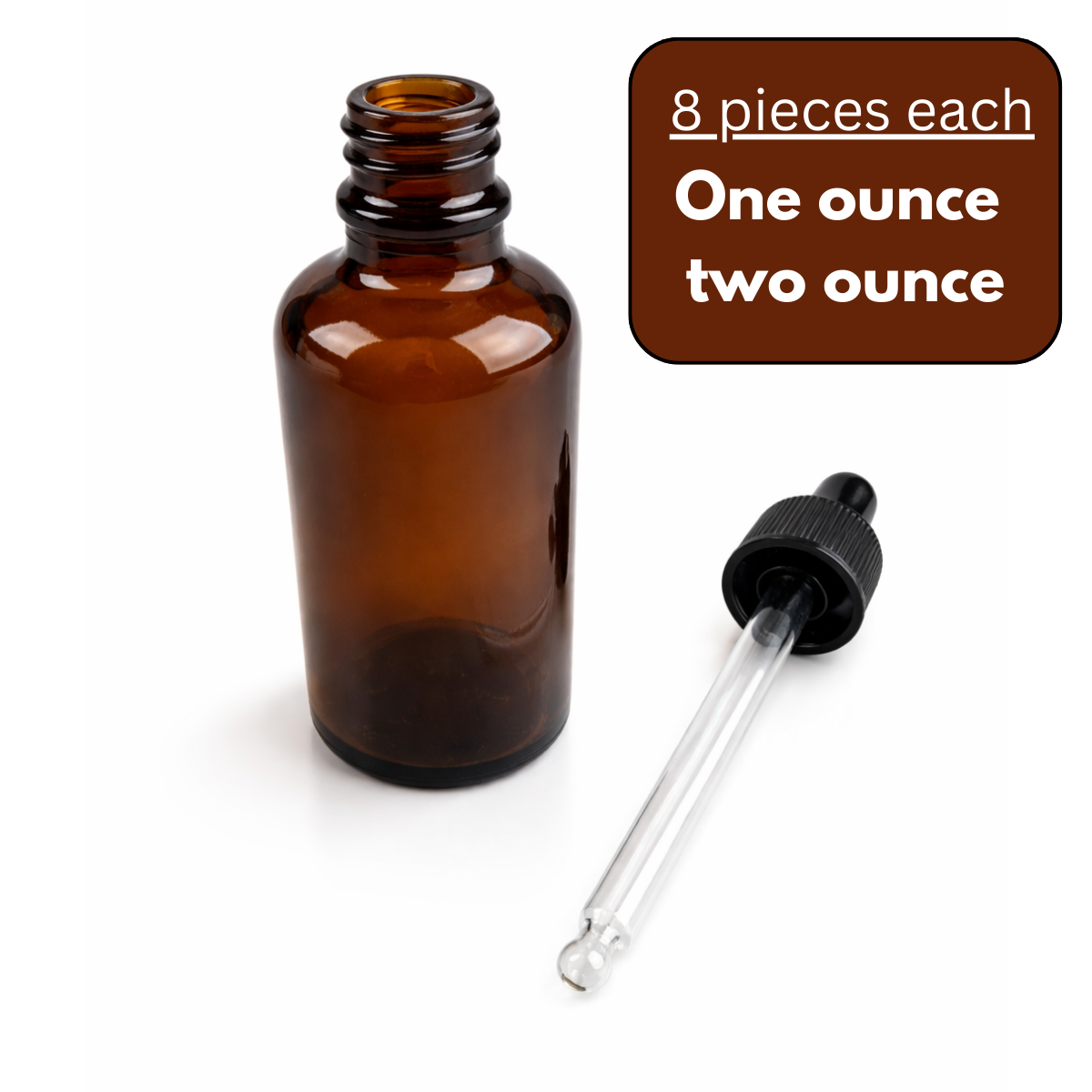 Amber Glass Dropper Bottles Set – 16 Pack (8 x 1 oz + 8 x 2 oz) with Black Dropper Lids, Refillable Glass Bottles for Oils, Serums, Tinctures & DIY Liquids