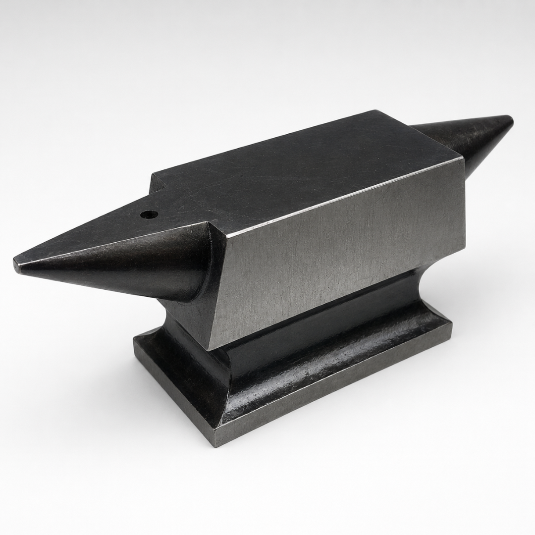 Small Double-Horn Anvil, 4.5 Inch Case-Hardened Steel Jewelry Anvil with Round and Flat Horns and Threaded Mounting Base – TJ01-98915