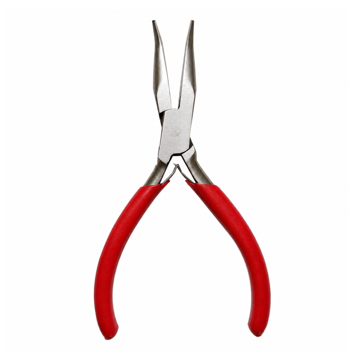5.5-Inch Bent Nose Pliers for Jewelry Making, Stainless Steel 45-Degree Angled Tips, Double Spring Action, Red Vinyl Comfort Grips for Wire Bending and Jewelry Repair