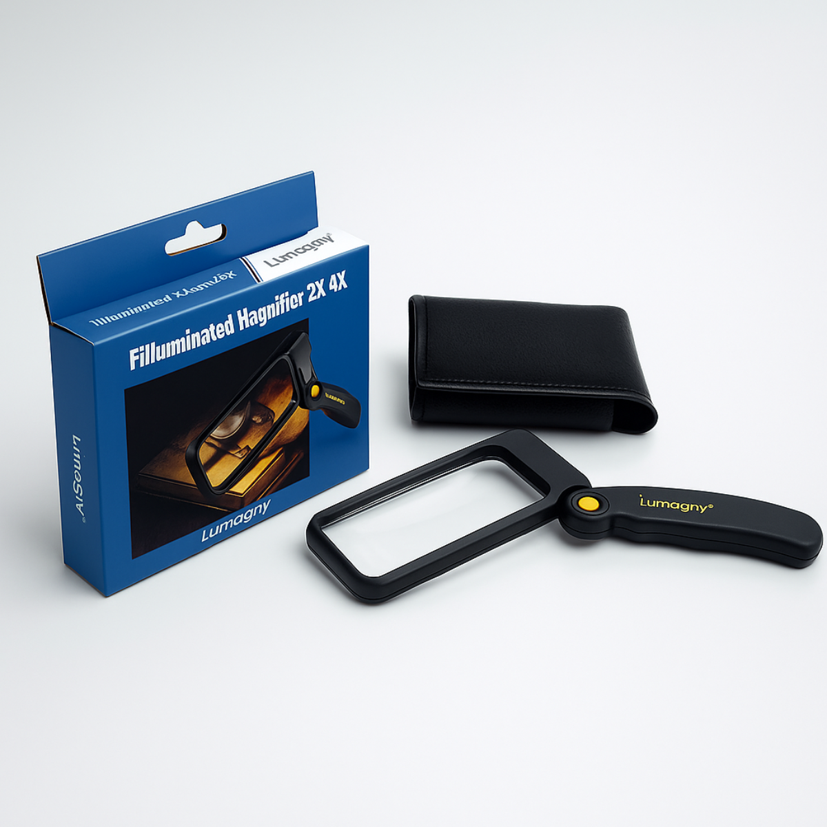 2x Portable Folding Magnifier with LED Light and Carrying Case  - MP-29273