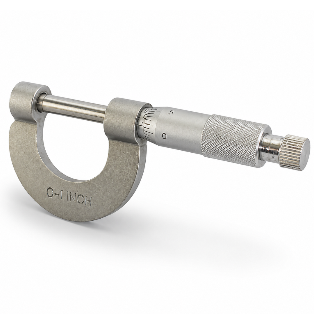 0-1" Micrometer SAE Precision Measuring Tool with Protective Case, 0.025" Rod Scale & 0.004" Knob Increments, Metal Outside Micrometer Caliper