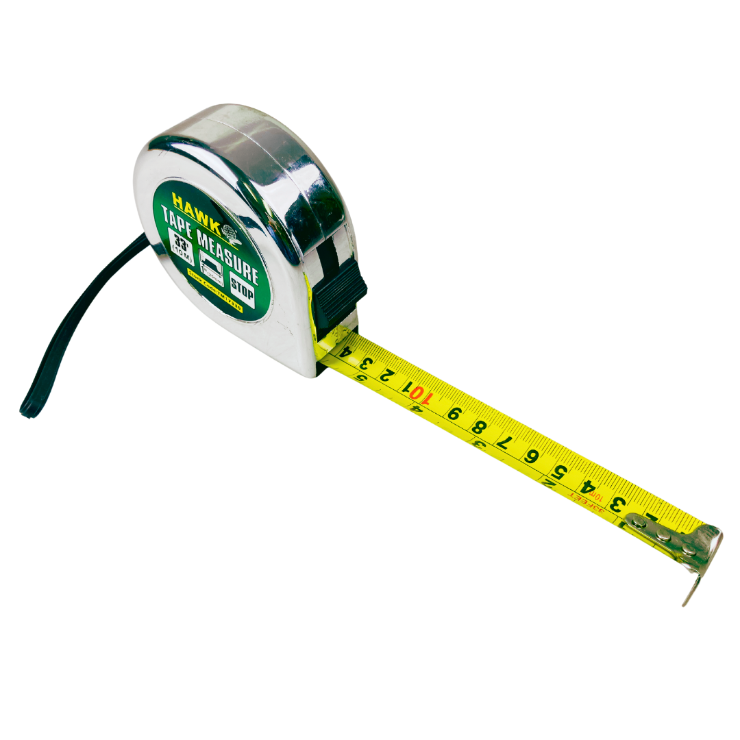 33 Ft Heavy Duty Tape Measure – 1" Wide Metal Blade with Belt Clip & Locking Mechanism – Professional Chrome Finish Measuring Tool