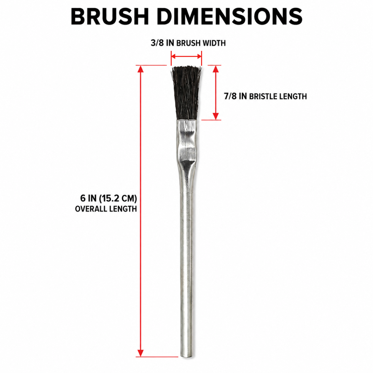 12-Piece 3/8-Inch Acid Brush Set with Horsehair Bristles and Zinc-Plated Metal Handles, 6-Inch Length — TZ63-06305