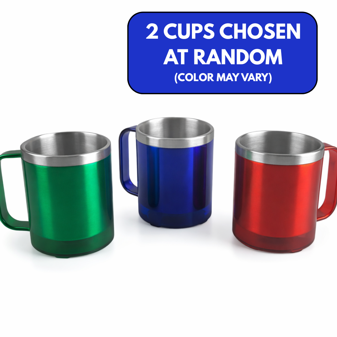 2 Pack Stainless Steel Coffee Cup with Vibrant Colors | 2.5" Diameter x 3" Height | Insulated Vacuum Lining
