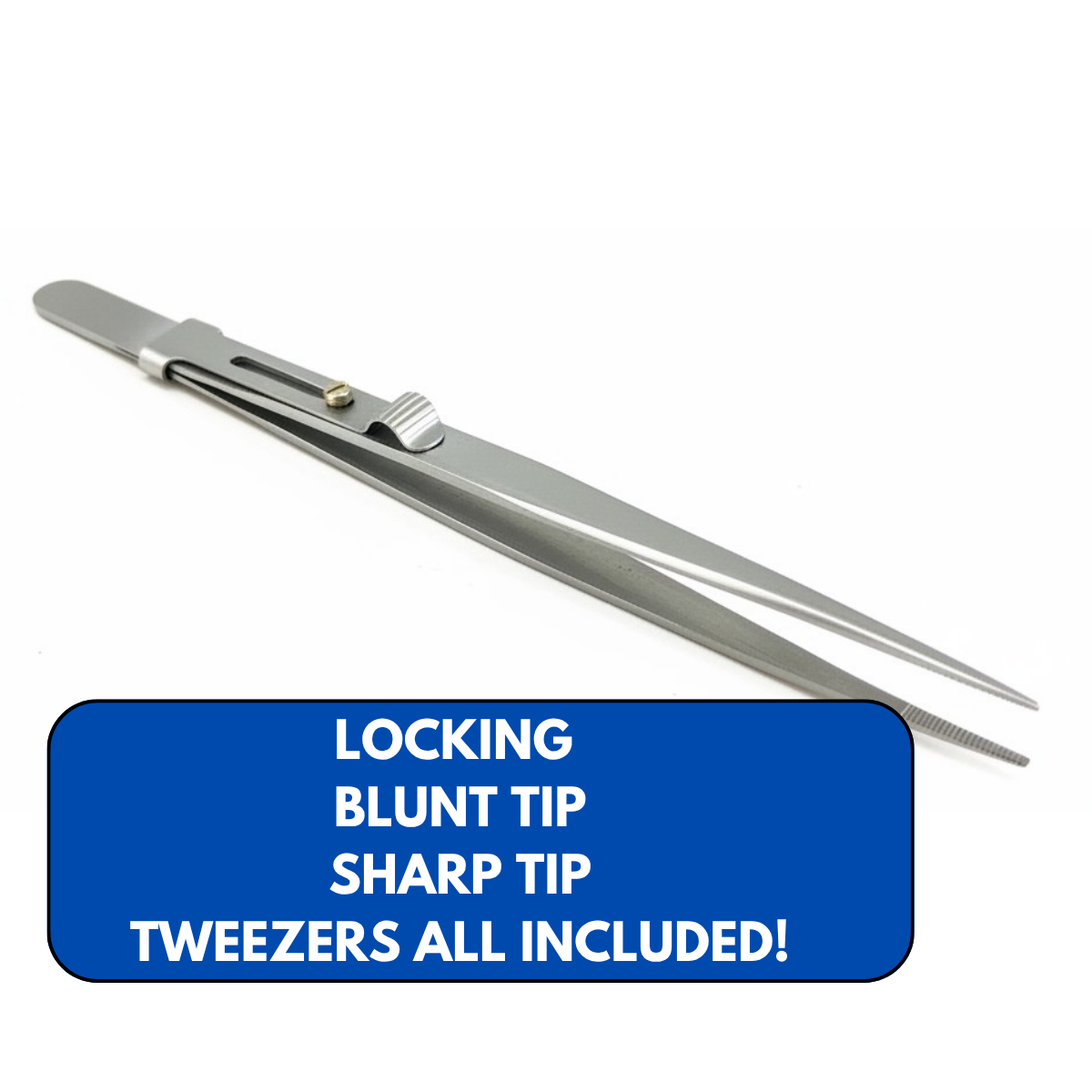 5 Piece Diamond Handling Tweezer Set with 4-Prong Pick Up Tool & Shovel - Stainless Steel - TJ-17336