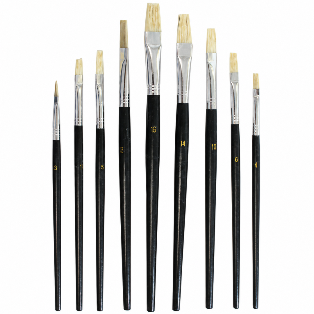 9-Piece Flat Artist Paint Brush Set, Sizes 0–16, Acrylic Bristles with Black Wooden Handles for Watercolor, Acrylic, Oil, Canvas, Wood and Crafts, 2-Pack, 18 Brushes Total