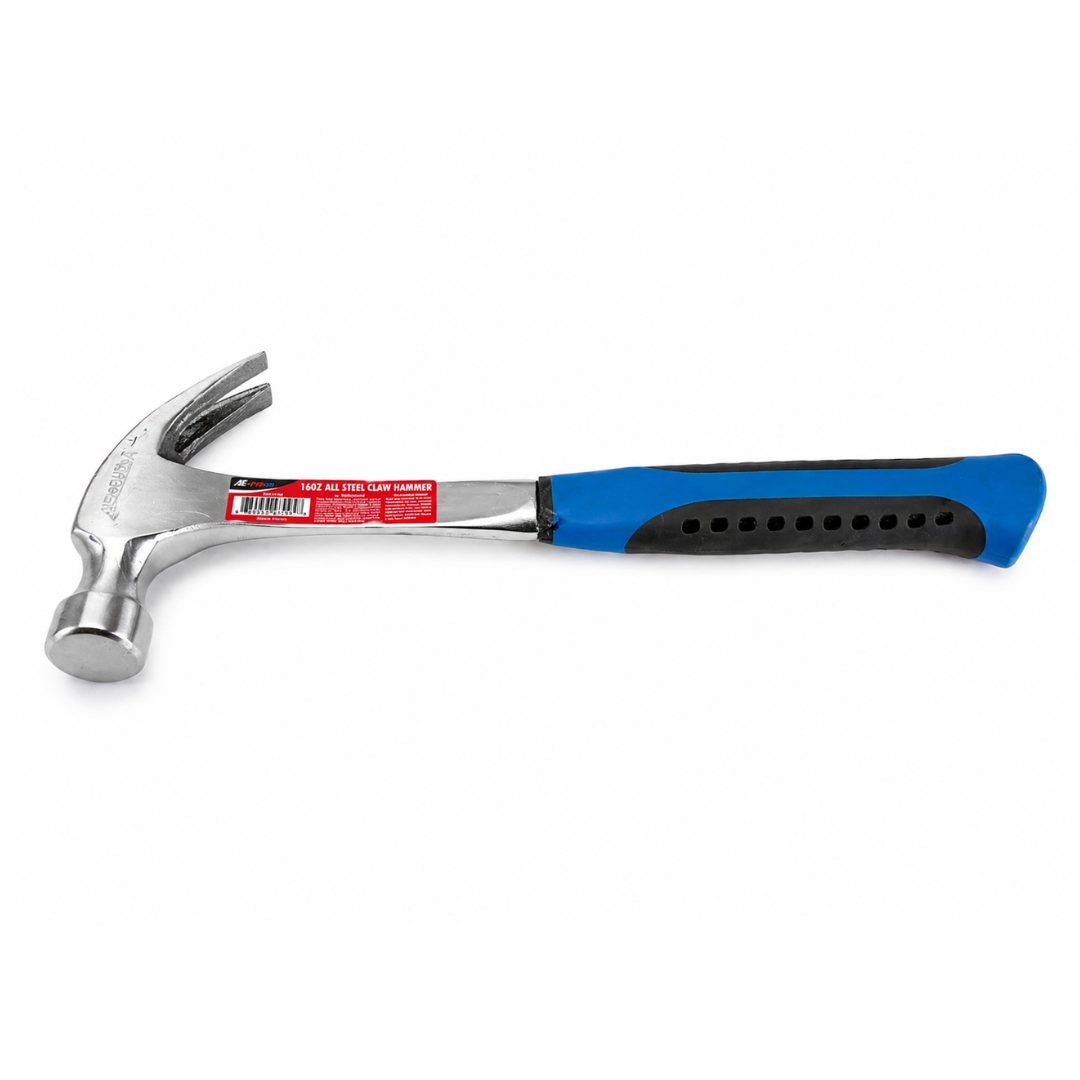 16 oz Ripping Claw Hammer – 13-1/4" Straight Claw Framing Hammer with Shock-Absorbing Rubber Grip – Ideal for Construction, Demolition & Carpentry