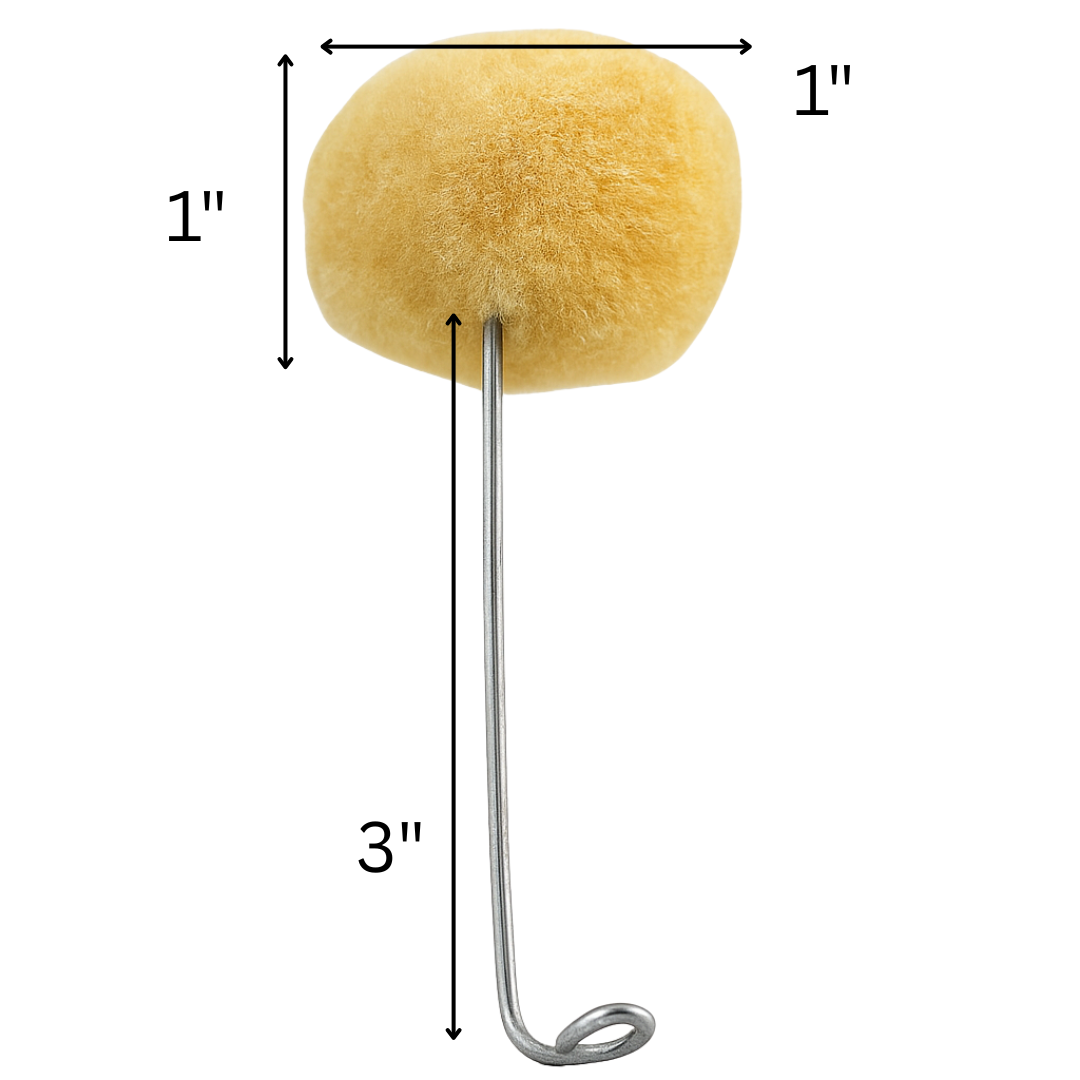 50 Piece 1" (2.5 cm) Diameter Genuine Wool Daubers Applicators with Metal Handle for Dye, Paint, Glue | Precise Application | Durable 3" (7.6 cm) Steel Handle