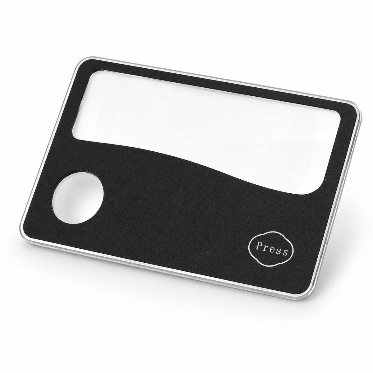 LED Illuminated Wallet Size Magnifier, 3X Credit Card Reading Magnifier with Light, Black Plastic Pocket Magnifying Lens for Menus, Price Tags, Labels, Fine Print – MG-90554
