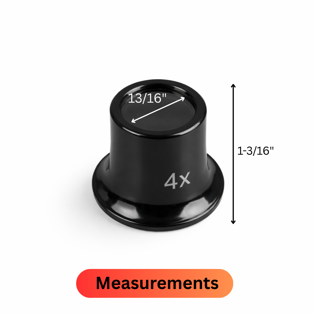 Black Jeweler’s Loupe 4X Magnification with Close to 1" Glass Lens – MG-00924