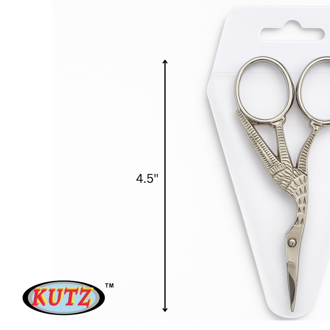 Nostalgic Stork Scissors - Silver-tone, 4.5" Long - Vinyl Pouch  - SC61450
