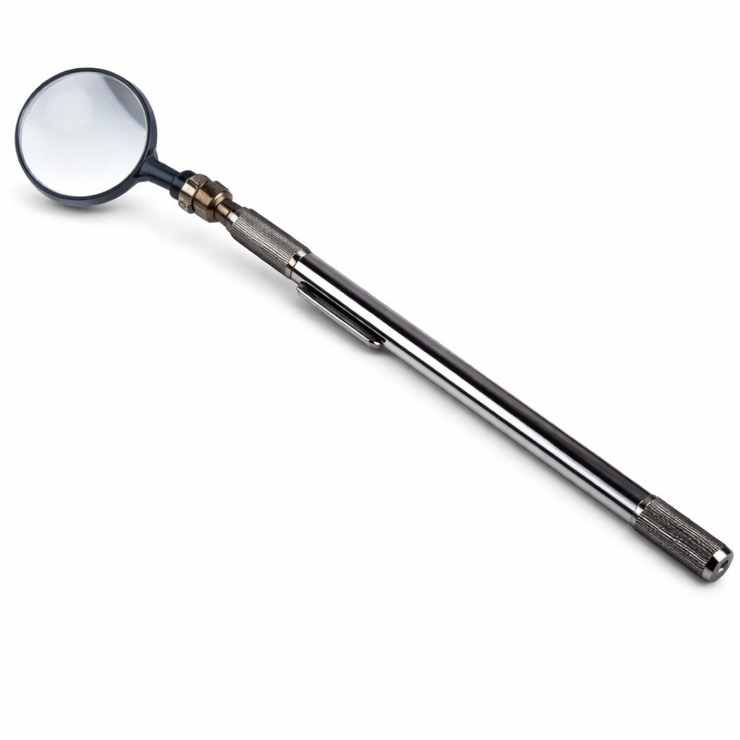 Extendable Inspection Mirror with Magnet – 1-3/8" Mirror & 25" Telescoping Pickup Tool with Pocket Clip