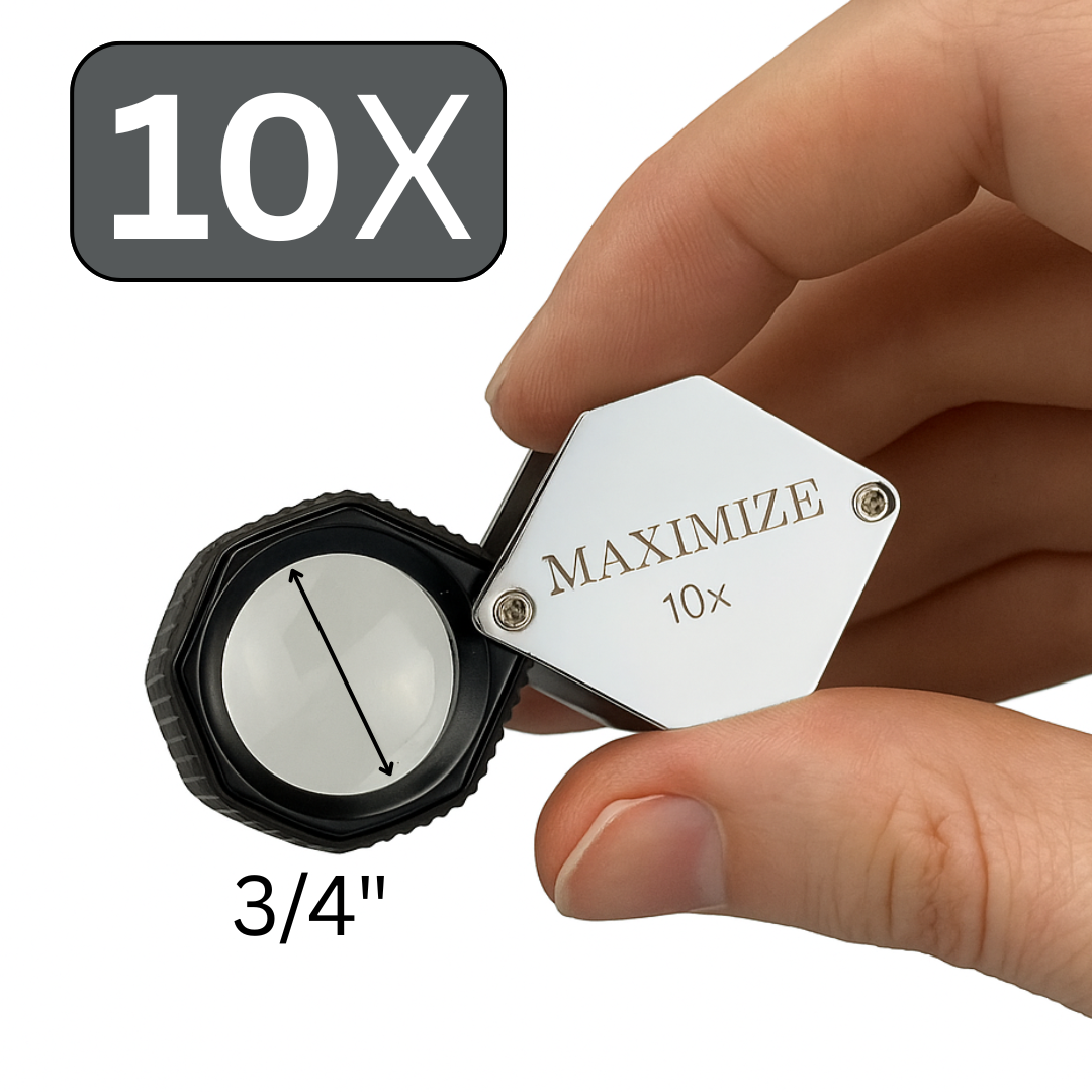Hexagonal Frame Black Jeweler's Loupe - 10X Power  - MG-17131
