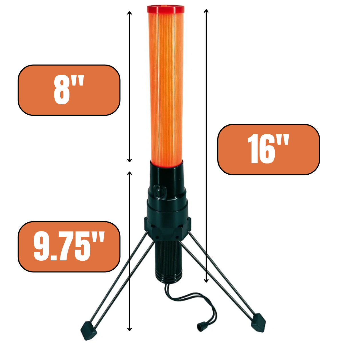 Traffic Control Light Wand with Tripod – 16-Inch LED Safety Baton with Flashlight Mode, Steady & Flashing Lights – Handheld Signal Wand for Parking, Crossing Guards, Camping & Emergency Use