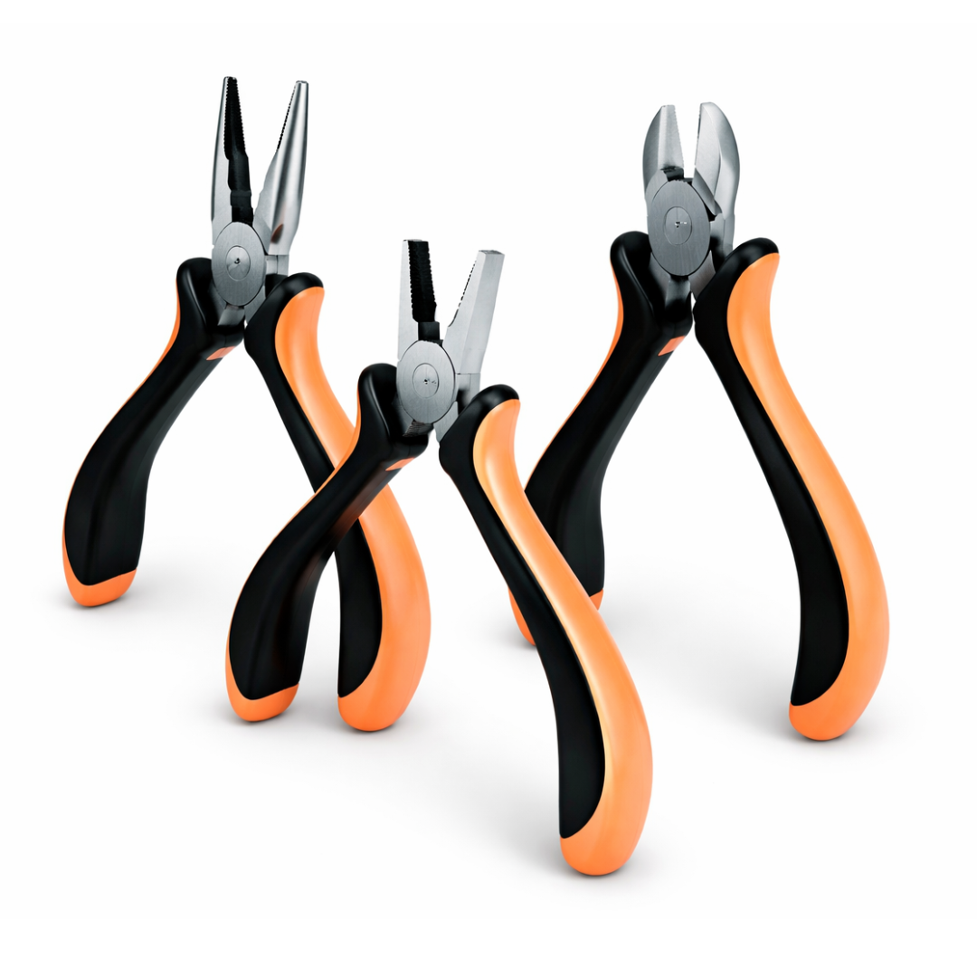 3 Piece 4.5" Mini Lineman Pliers Set – Long Nose, Linesman & Side Cutter with Comfort Grip Handles