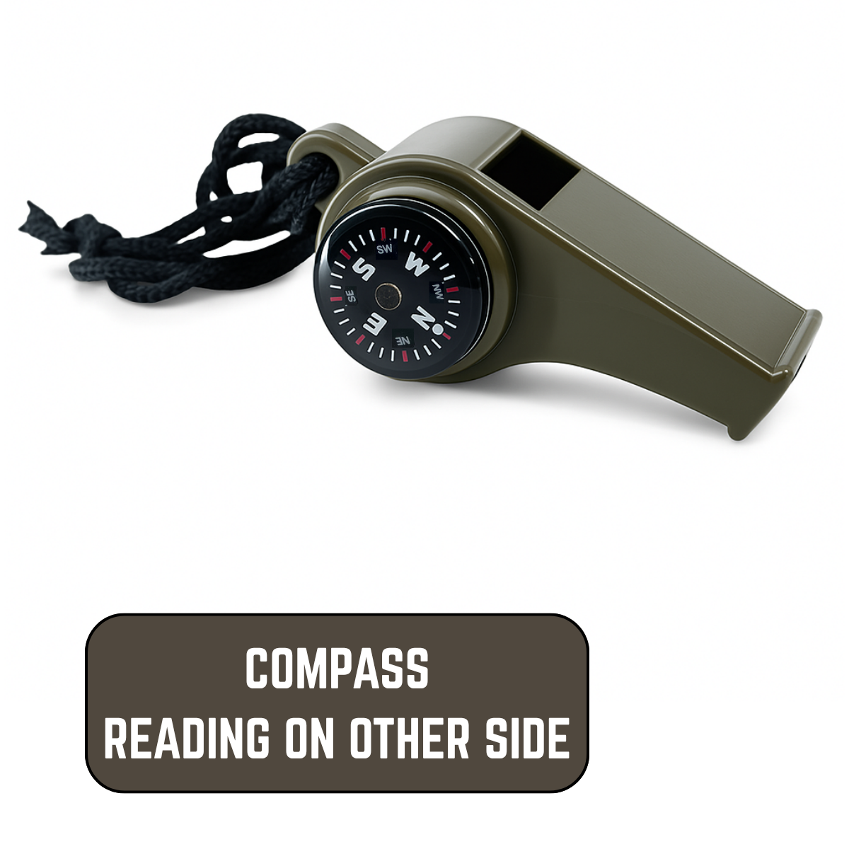 2-Pack Survival Whistle with Compass & Thermometer – Emergency Outdoor Whistle with Long Lanyard for Camping, Hiking, Scouts, and Safety – 3-in-1 Multi-Function Tool (Olive Green)