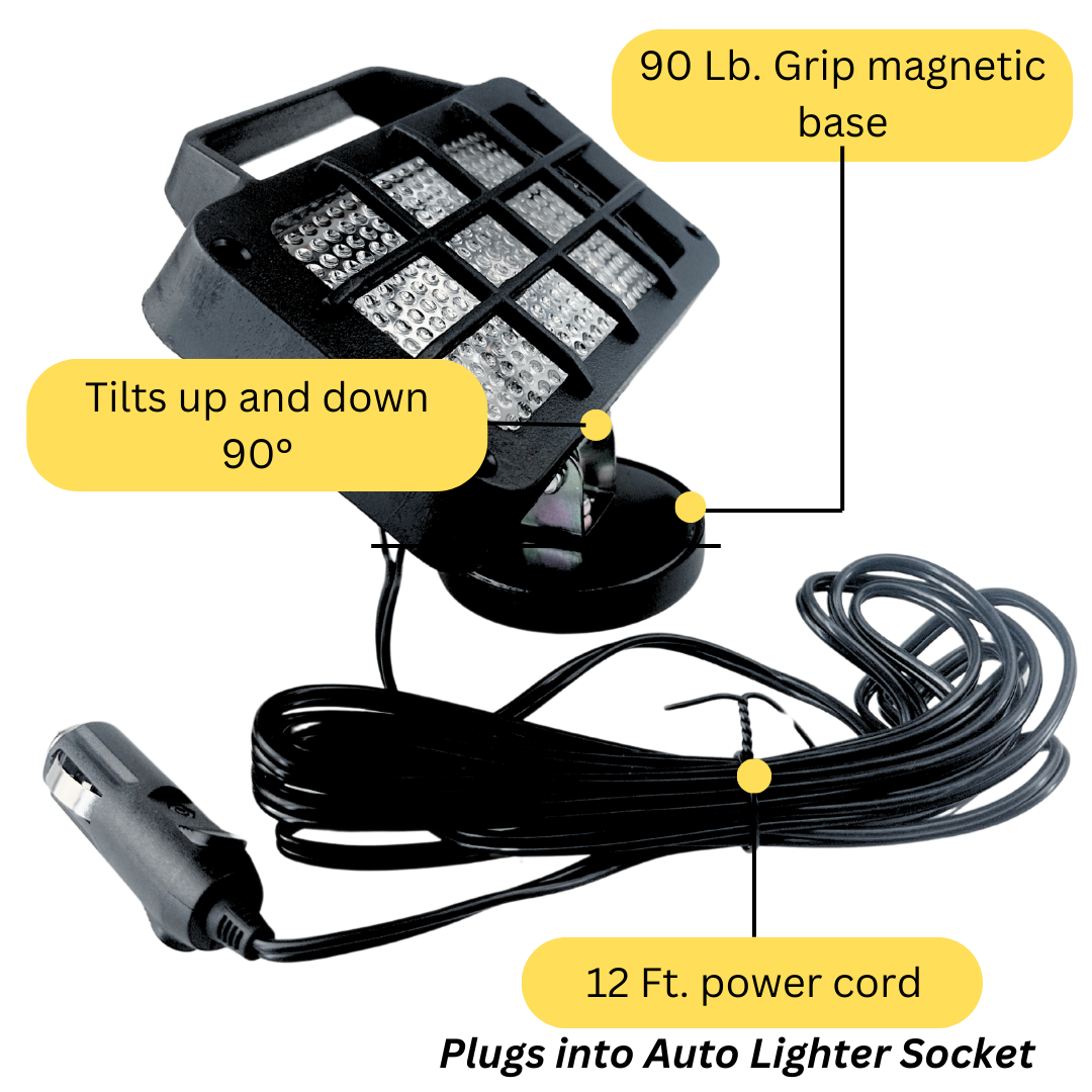 12V Halogen Worklight - Magnetic Base - 12 Foot Power Cord  - TA-28468