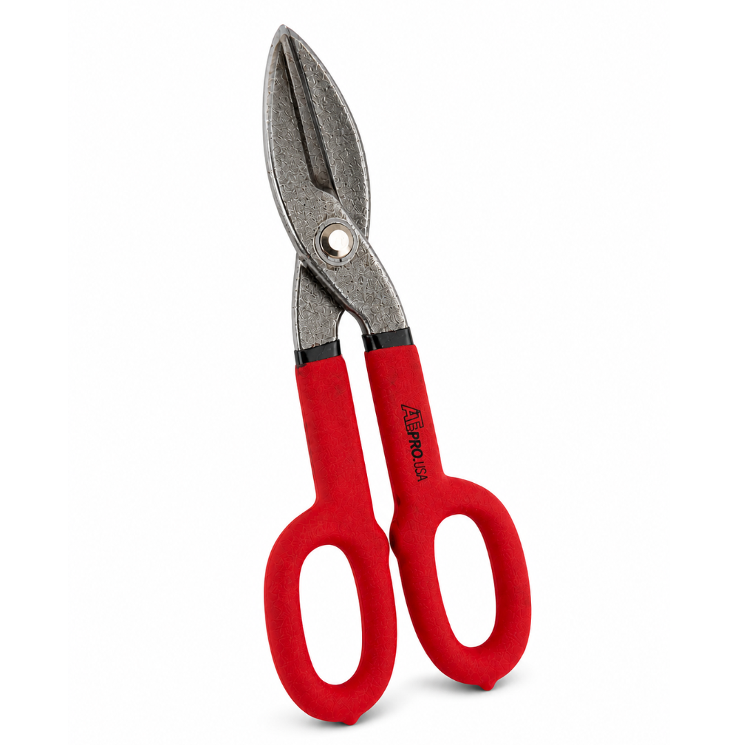 10" Tin Snips Heavy Duty – Sheet Metal Cutting Shears – Drop Forged Steel Blades – Straight, Left & Right Cuts – Non-Slip Grip Handles for Metal, Aluminum & Plastic