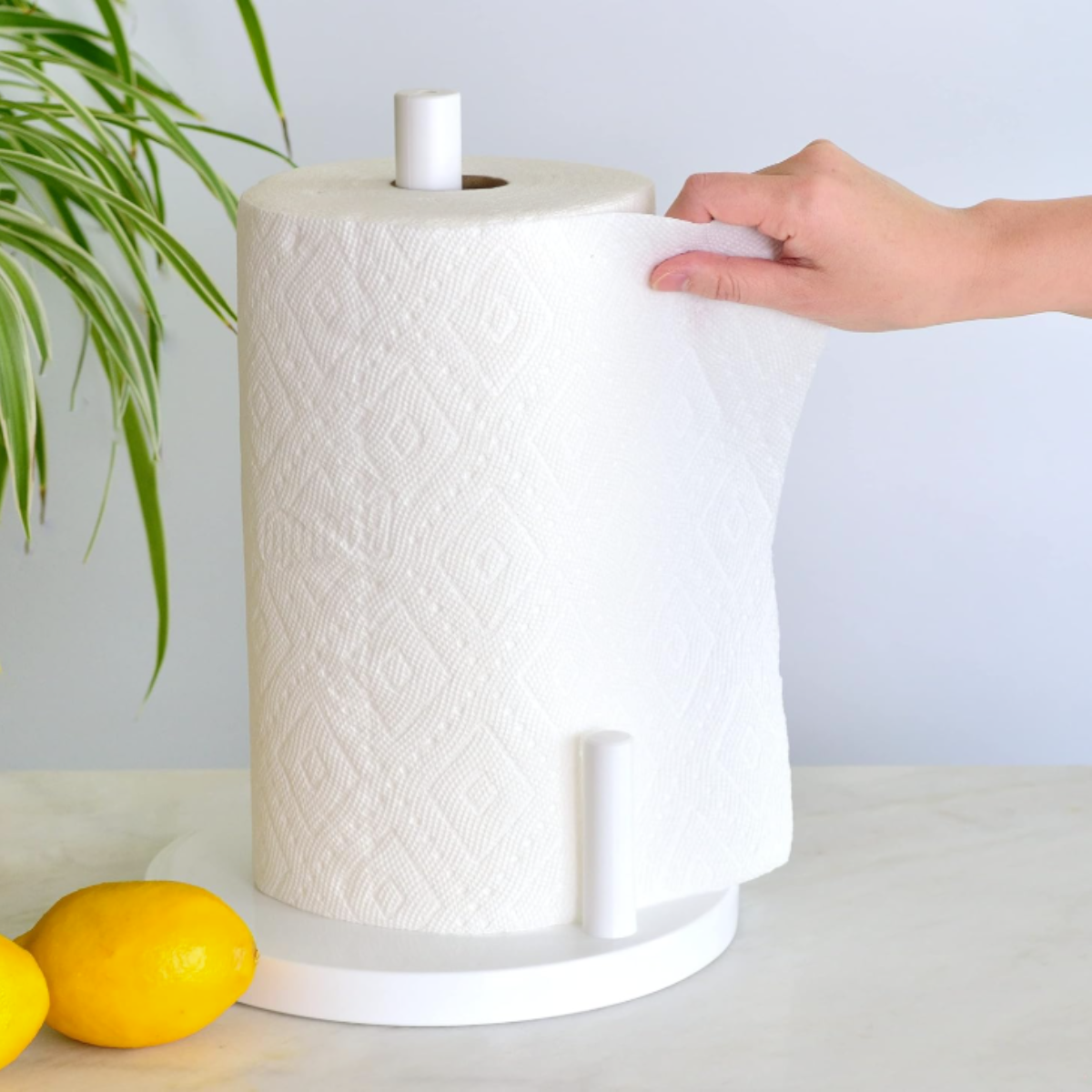 Plastic Paper Towel Holder, Upright Towel Holder Stand for Kitchen, Bathroom, and Dining Room